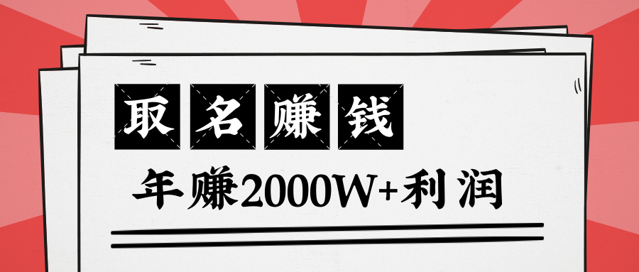 王通：不要小瞧任何一个小领域，取名技能也能快速赚钱，年赚2000W+利润-启程资源站