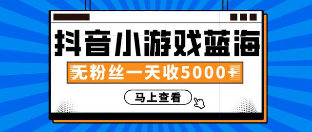 赚钱计划：抖音小游戏蓝海项目，无粉丝一天收入5000+-启程资源站