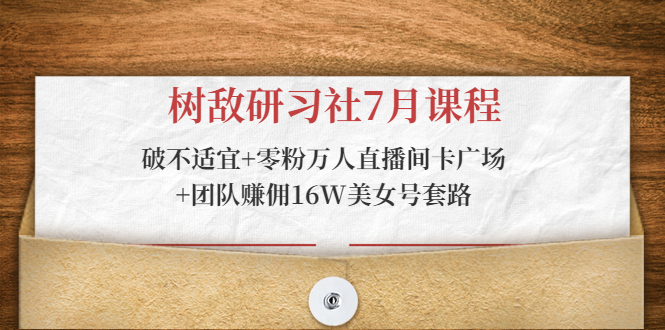 树敌研习社7月课程：破不适宜+零粉万人直播间卡广场+团队赚佣16W美女号套路-启程资源站