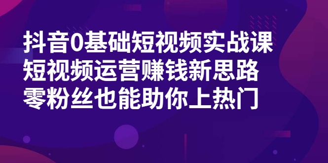 抖音0基础短视频实战课，短视频运营赚钱新思路，零粉丝也能助你上热门-启程资源站