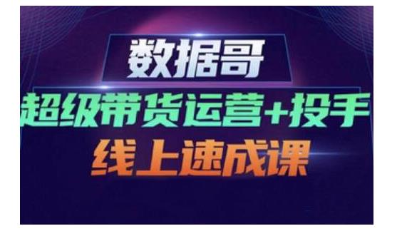数据哥·超级带货运营+投手线上速成课，快速提升运营和熟悉学会投手技巧-启程资源站
