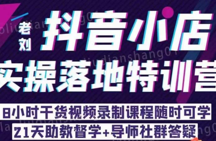 老刘·抖店商品卡流量，​抖音小店实操落地特训营，8小时干货视频录制课程随时可学-启程资源站