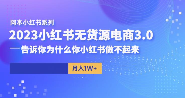 阿本小红书无货源电商3.0，告诉你为什么你小红书做不起来-启程资源站