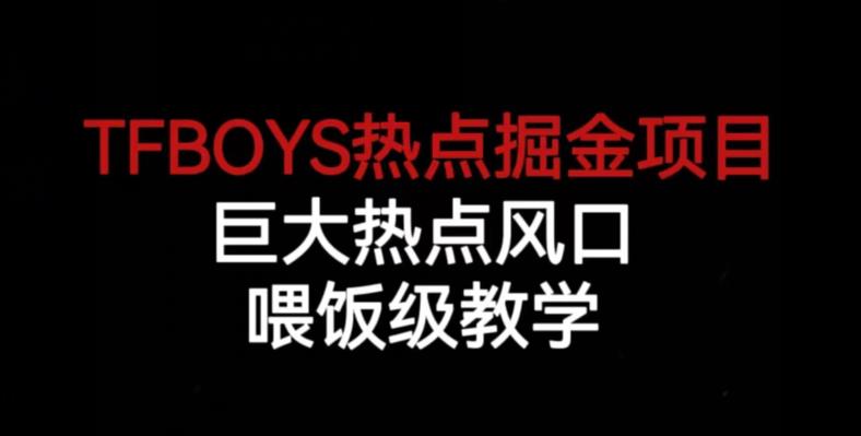 TFBOYS热点掘金项目，巨大热点风口，喂饭级教学-启程资源站