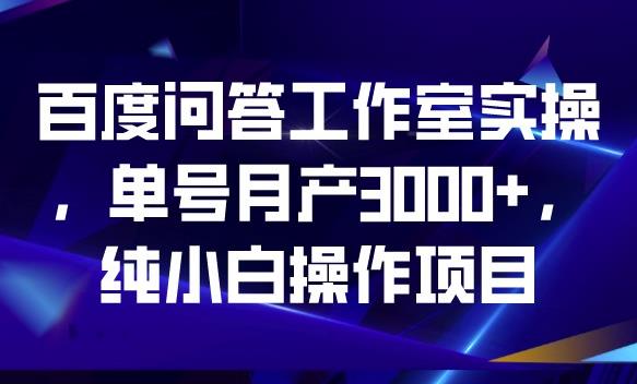 百度问答工作室实操，单号月产3000+，纯小白操作项目【揭秘】-启程资源站