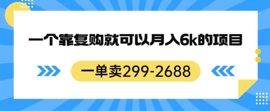 一单卖299-2688，一个靠复购就可以月入6k的暴利项目【揭秘】-启程资源站