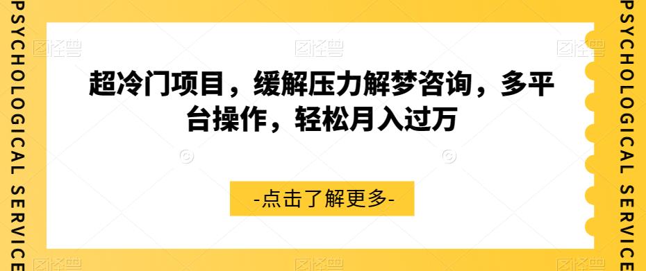 超冷门项目，缓解压力解梦咨询，多平台操作，轻松月入过万【揭秘】-启程资源站