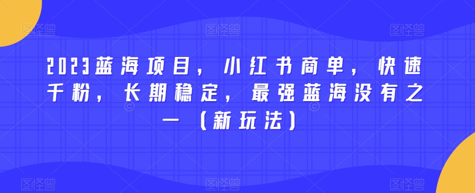 2023蓝海项目，小红书商单，快速千粉，长期稳定，最强蓝海没有之一（新玩法）-启程资源站