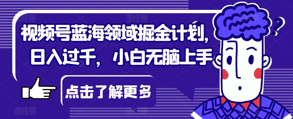 视频号蓝海领域掘金计划，日入过千，小白无脑上手【揭秘】-启程资源站