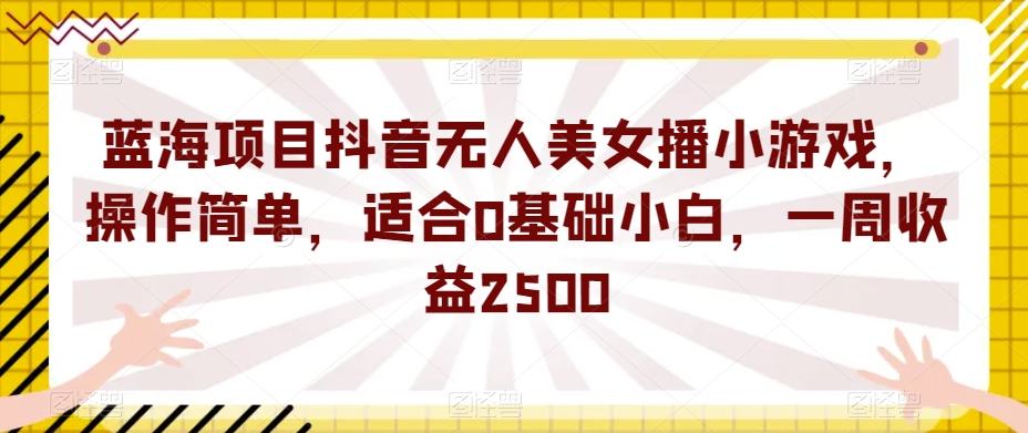 蓝海项目抖音无人美女播小游戏，操作简单，适合0基础小白，一周收益2500【揭秘】-启程资源站