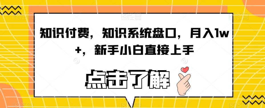 知识付费，知识系统盘口，月入1w+，新手小白直接上手-启程资源站