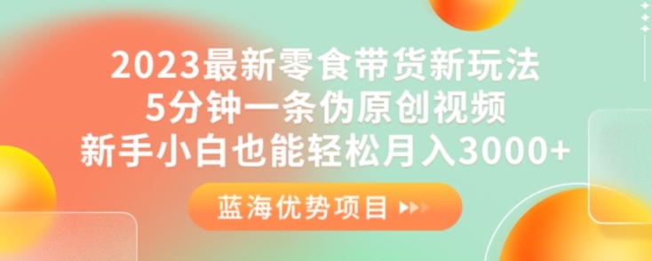 2023最新零食带货新玩法，5分钟一条伪原创视频，新手小白也能轻松月入3000+【揭秘】-启程资源站