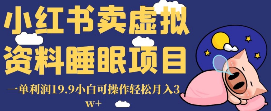 小红书卖虚拟资料睡眠项目，一单利润19.9小白可操作轻松月入3w+【揭秘】-启程资源站