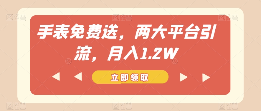 手表免费送，两大平台引流，月入1.2W【揭秘】-启程资源站