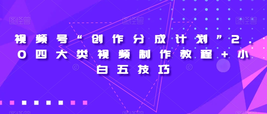 视频号“创作分成计划”2.0四大类视频制作教程+小白五技巧【揭秘】-启程资源站