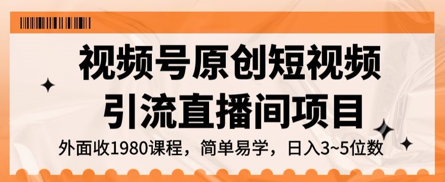 视频号原创短视频引流直播间项目，日入3~5五位数【揭秘】-启程资源站