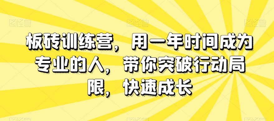 板砖训练营，用一年时间成为专业的人，带你突破行动局限，快速成长-启程资源站