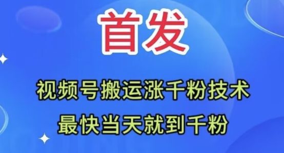 全网首发：视频号无脑搬运涨千粉技术，最快当天到千粉【揭秘】-启程资源站