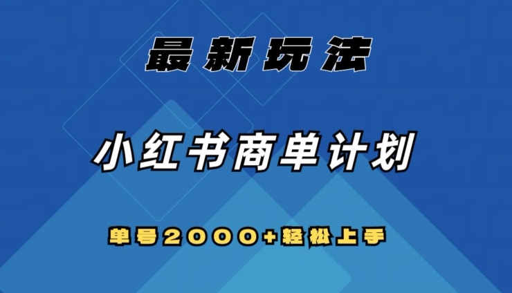 全网首发，小红书商单计划最新玩法，单号2000+可扩大可复制【揭秘】-启程资源站