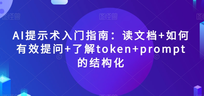 AI提示术入门指南：读文档+如何有效提问+了解token+prompt的结构化【揭秘】-启程资源站