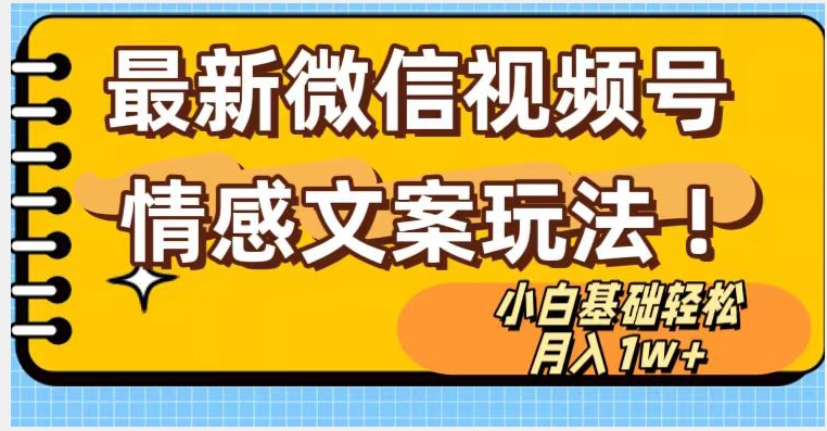 微信视频号情感文案最新玩法，小白轻松月入1万+无脑搬运【揭秘】-启程资源站