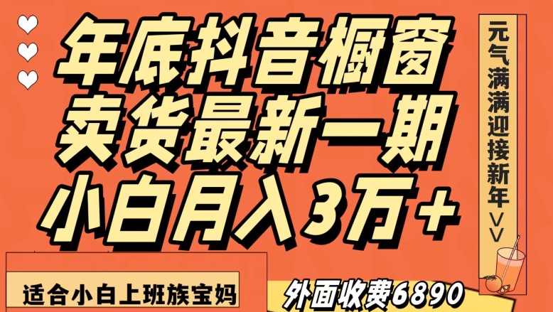 外面收费6890元年底抖音橱窗卖货最新一期，小白月入3万，适合小白上班族宝妈【揭秘】-启程资源站