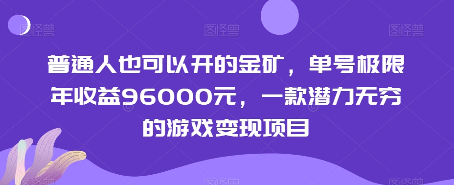 普通人也可以开的金矿，单号极限年收益96000元，一款潜力无穷的游戏变现项目【揭秘】-启程资源站