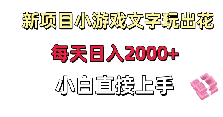 新项目小游戏文字玩出花日入2000+，每天只需一小时，小白直接上手【揭秘】-启程资源站