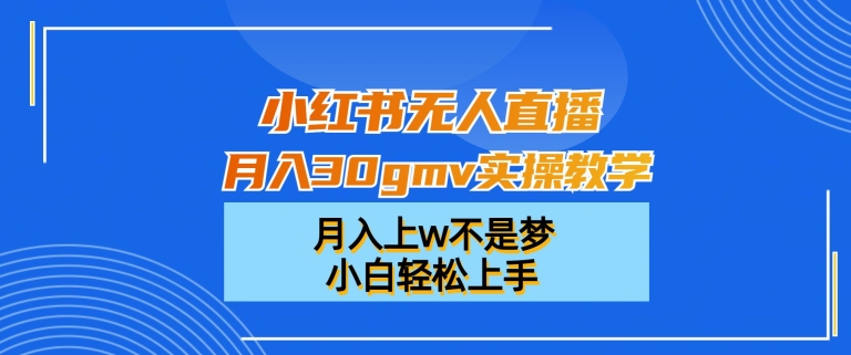 小红书无人直播月入30gmv实操教学，月入上w不是梦，小白轻松上手【揭秘】-启程资源站