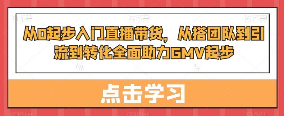 从0起步入门直播带货，​从搭团队到引流到转化全面助力GMV起步-启程资源站