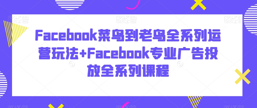 Facebook菜鸟到老鸟全系列运营玩法+Facebook专业广告投放全系列课程-启程资源站