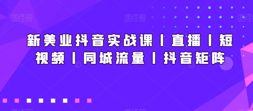 新美业抖音实战课丨直播丨短视频丨同城流量丨抖音矩阵-启程资源站