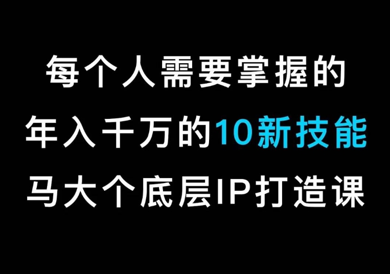 马大个的IP底层逻辑课，​每个人需要掌握的年入千万的10新技能，约会底层IP打造方法！-启程资源站