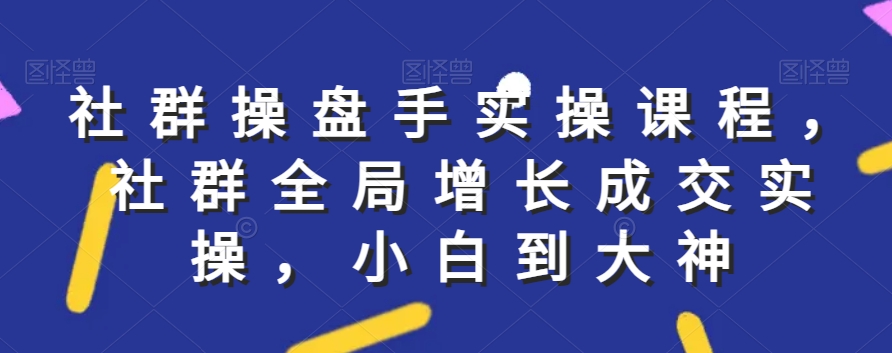 社群实操课程，社群全局增长成交实操，小白到大神-启程资源站