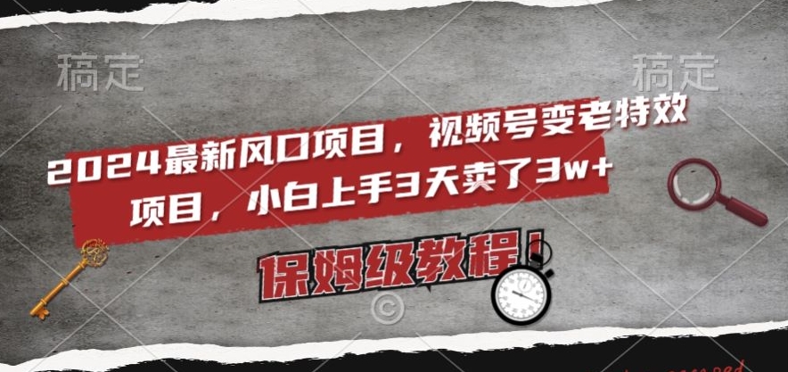 2024最新风口项目，视频号变老特效项目，电脑小白上手3天卖了3w+，保姆级教程【揭秘】-启程资源站