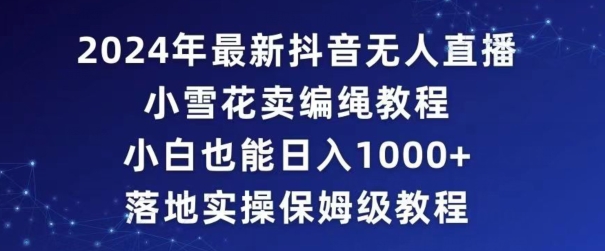 2024年抖音最新无人直播小雪花卖编绳项目，小白也能日入1000+落地实操保姆级教程【揭秘】-启程资源站