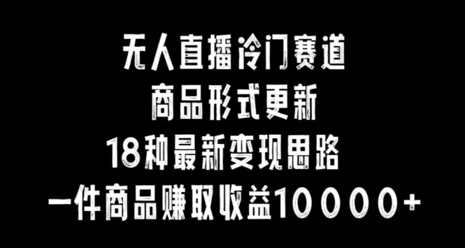 无人直播冷门赛道，商品形式更新，18种变现思路，一件商品赚取收益10000+【揭秘】-启程资源站