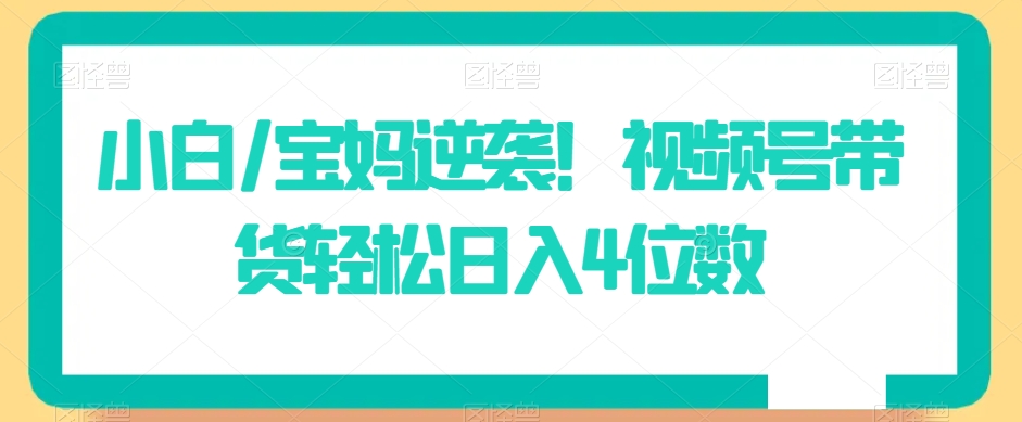 小白/宝妈逆袭！视频号带货轻松日入4位数【揭秘】-启程资源站