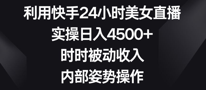 利用快手24小时美女直播，实操日入4500+，时时被动收入，内部姿势操作【揭秘】-启程资源站