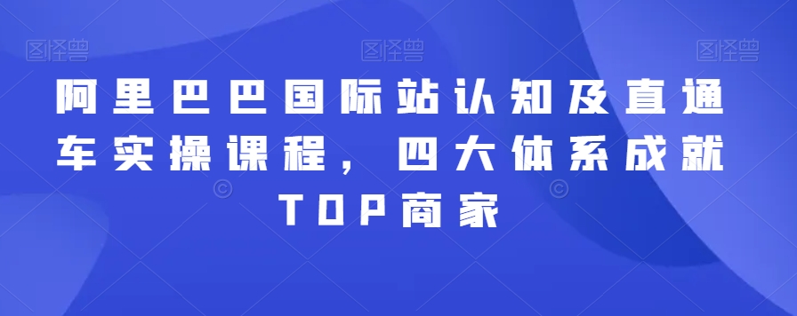 阿里巴巴国际站认知及直通车实操课程，四大体系成就TOP商家-启程资源站