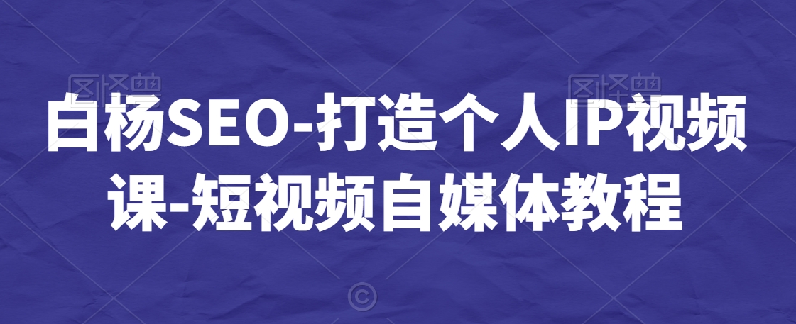 白杨SEO-打造个人IP视频课-短视频自媒体教程-启程资源站