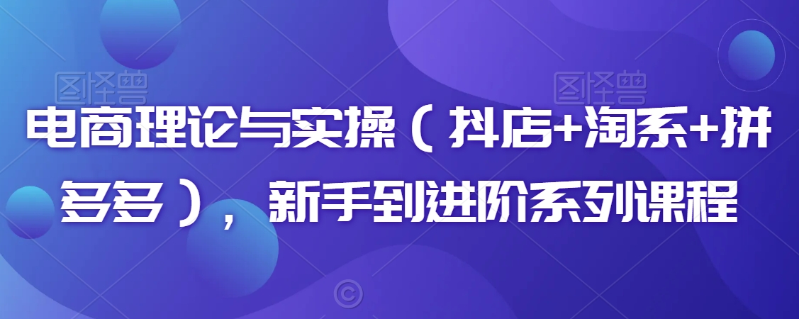 电商理论与实操（抖店+淘系+拼多多），新手到进阶系列课程-启程资源站