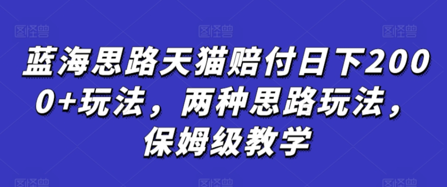 蓝海思路天猫赔付日下2000+玩法，两种思路玩法，保姆级教学【仅揭秘】-启程资源站