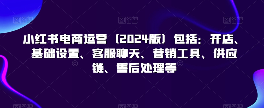 小红书电商运营（2024版）包括：开店、基础设置、客服聊天、营销工具、供应链、售后处理等-启程资源站