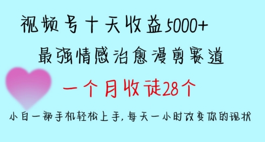 十天收益5000+，多平台捞金，视频号情感治愈漫剪，一个月收徒28个，小白一部手机轻松上手【揭秘】-启程资源站