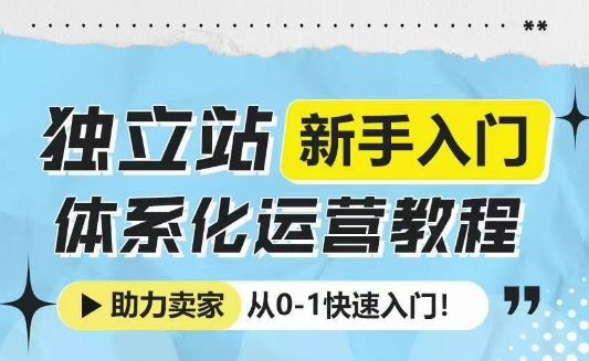 独立站新手入门体系化运营教程，助力独立站卖家从0-1快速入门!-启程资源站