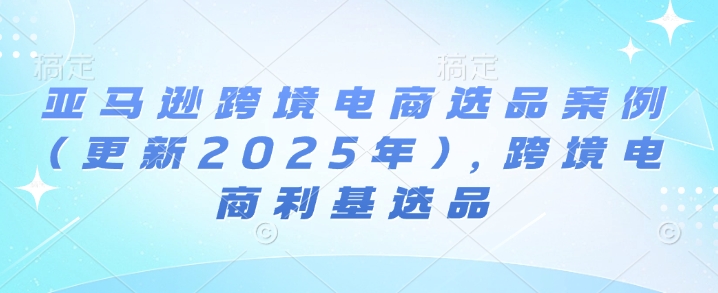 亚马逊跨境电商选品案例(更新2025年)，跨境电商利基选品-启程资源站