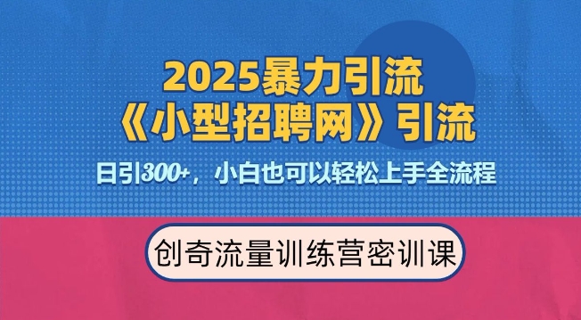 2025最新暴力引流方法，招聘平台一天引流300+，日变现多张，专业人士力荐-启程资源站