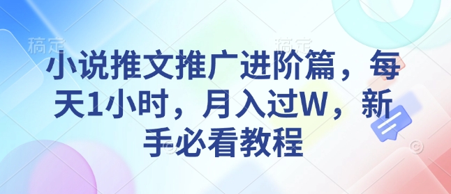 小说推文推广进阶篇，每天1小时，月入过W，新手必看教程-启程资源站