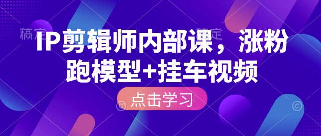 IP剪辑师内部课，涨粉跑模型+挂车视频-启程资源站